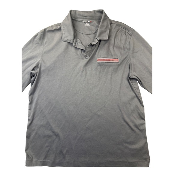 UNTUCKit Men's Damaschino Long Sleeve Polo Shirt with Pocket Gray Medium - Picture 4 of 9